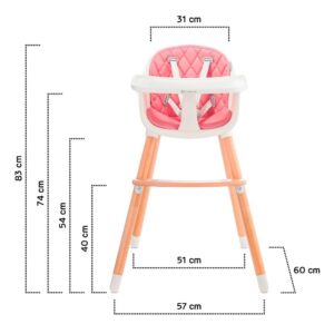Hranilica za bebe Kinderkraft SIENNA pink dimenzije